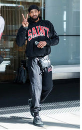 Saint Michael Logo-Print Cotton-Blend Jersey Hoodie